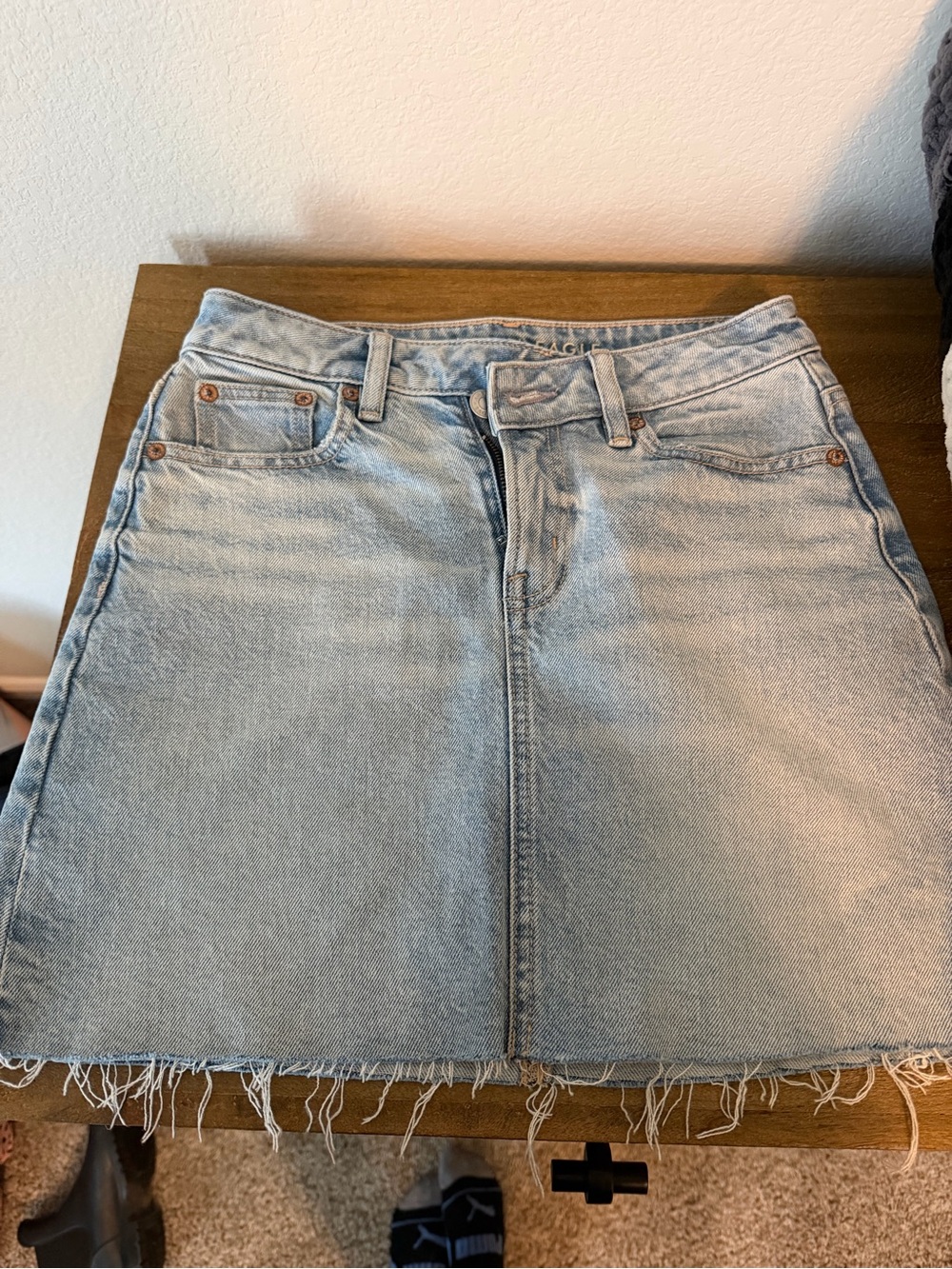 American Eagle Outfitters Light Wash Denim Mini Skirt
